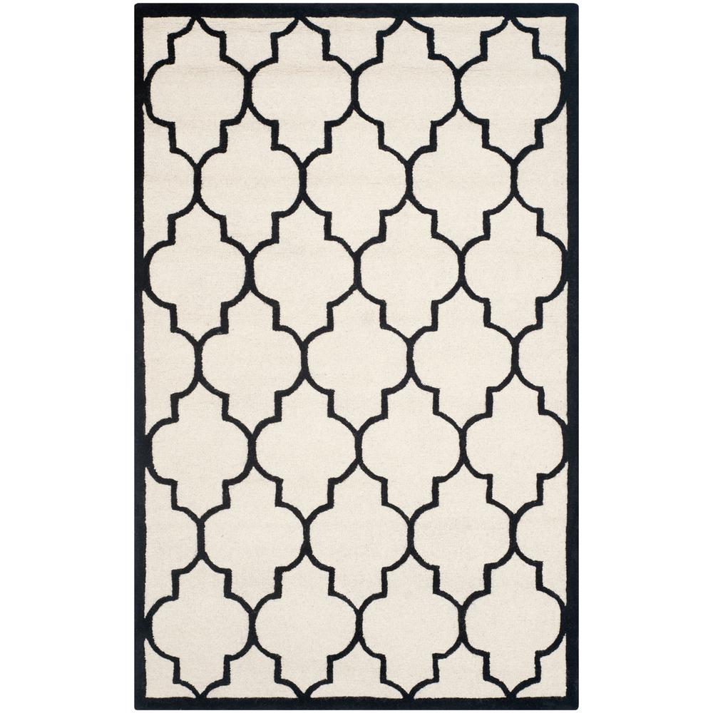 CAMBRIDGE, IVORY / BLACK, 5' X 8', Area Rug, CAM134W-5. The main picture.