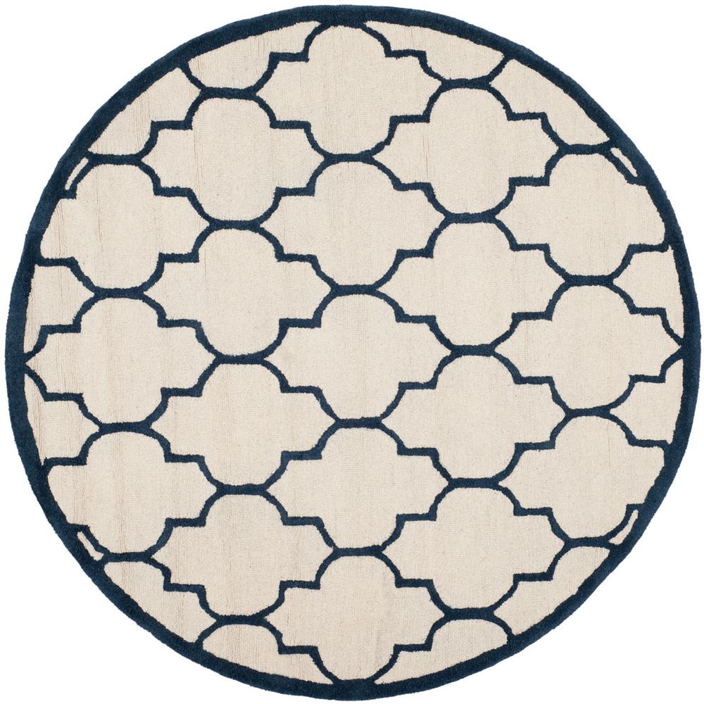 CAMBRIDGE, IVORY / NAVY, 6' X 6' Round, Area Rug, CAM134Z-6R. The main picture.