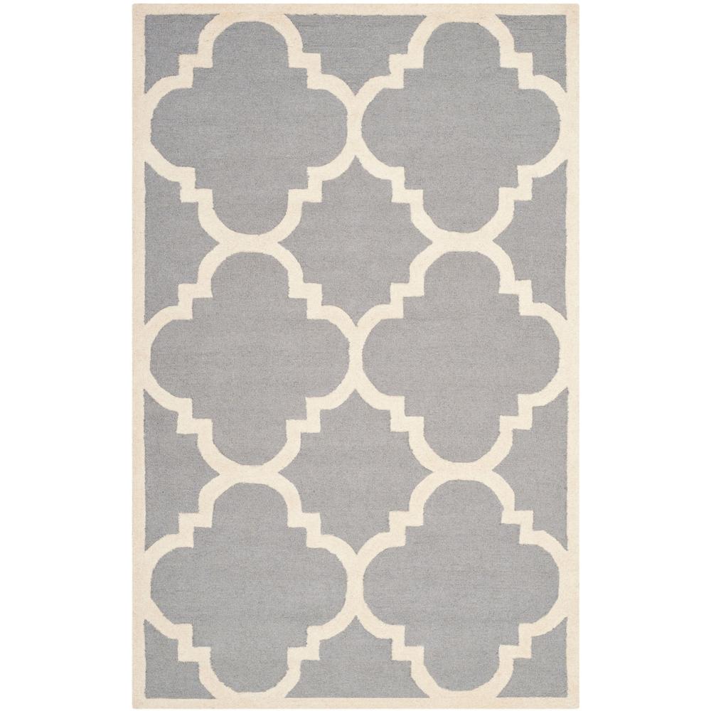 CAMBRIDGE, SILVER / IVORY, 5' X 8', Area Rug, CAM140D-5. Picture 1