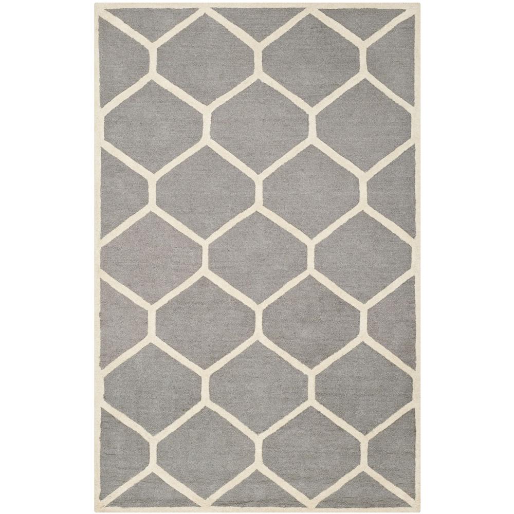 CAMBRIDGE, SILVER / IVORY, 5' X 8', Area Rug, CAM144D-5. Picture 1