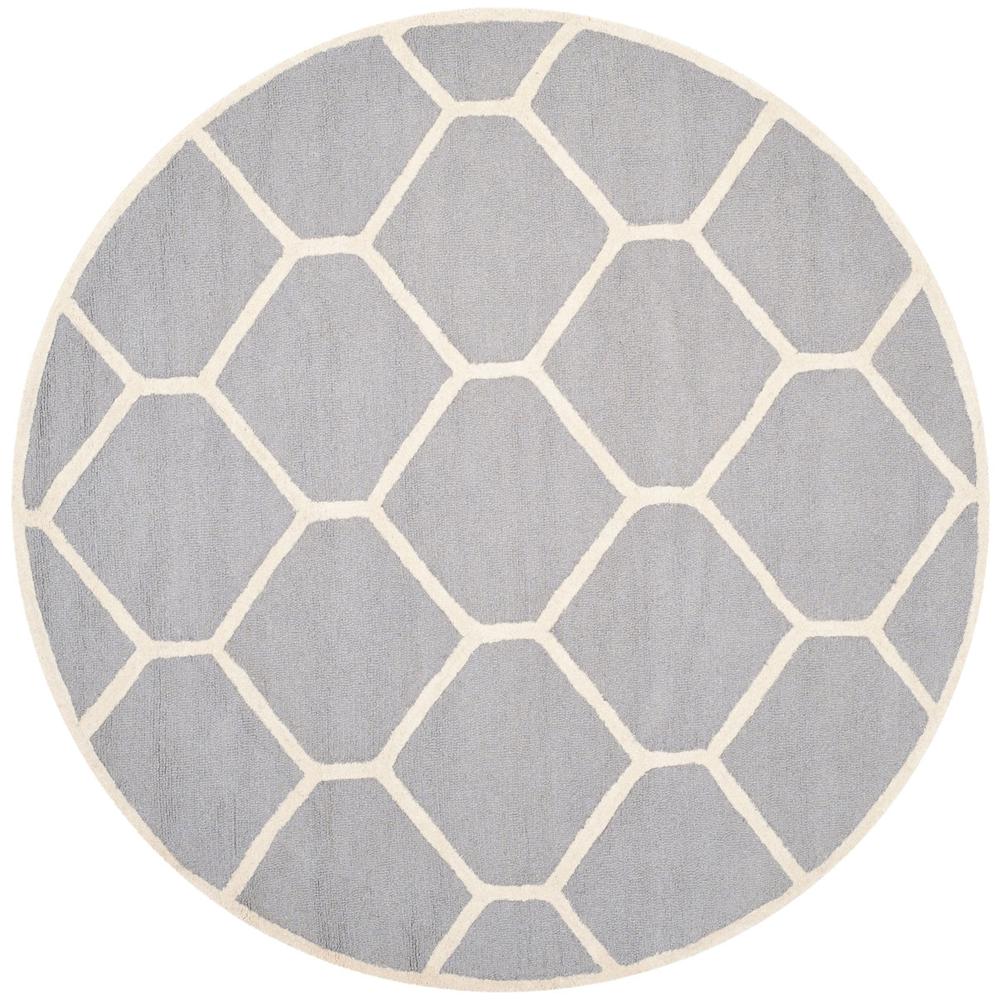 CAMBRIDGE, SILVER / IVORY, 6' X 6' Round, Area Rug, CAM144D-6R. Picture 1