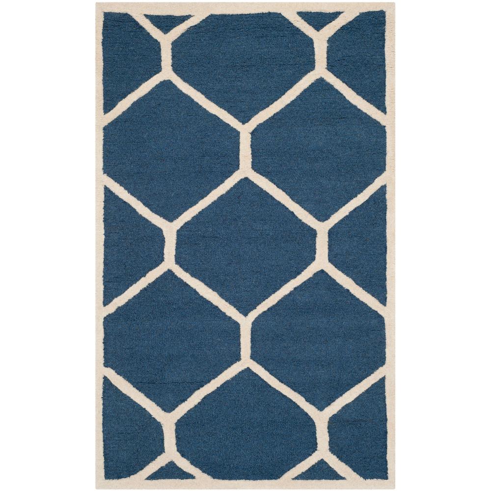 CAMBRIDGE, NAVY BLUE / IVORY, 3' X 5', Area Rug, CAM144G-3. Picture 1