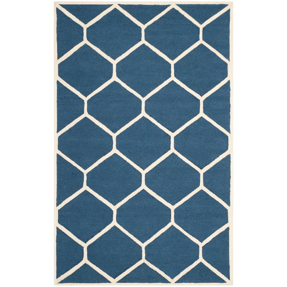 CAMBRIDGE, NAVY BLUE / IVORY, 5' X 8', Area Rug, CAM144G-5. Picture 1