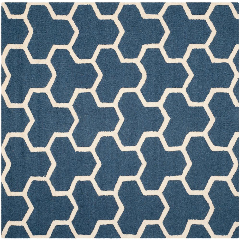 CAMBRIDGE, NAVY BLUE / IVORY, 6' X 6' Square, Area Rug, CAM146G-6SQ. Picture 1