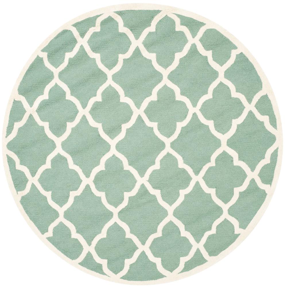 CAMBRIDGE, TEAL / IVORY, 6' X 6' Round, Area Rug, CAM312T-6R. Picture 1