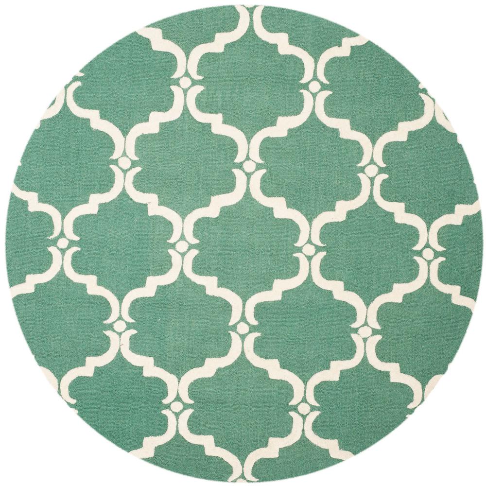 CAMBRIDGE, TEAL / IVORY, 6' X 6' Round, Area Rug, CAM703T-6R. Picture 1