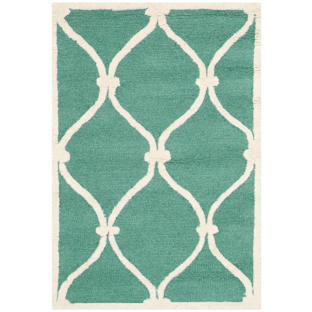 CAMBRIDGE, TEAL / IVORY, 2' X 3', Area Rug, CAM710T-2. The main picture.