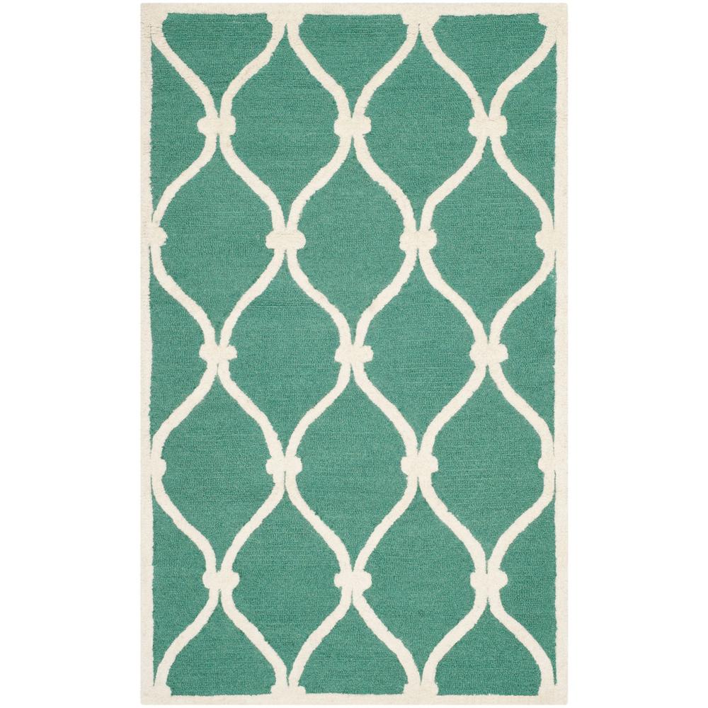 CAMBRIDGE, TEAL / IVORY, 3' X 5', Area Rug, CAM710T-3. Picture 1