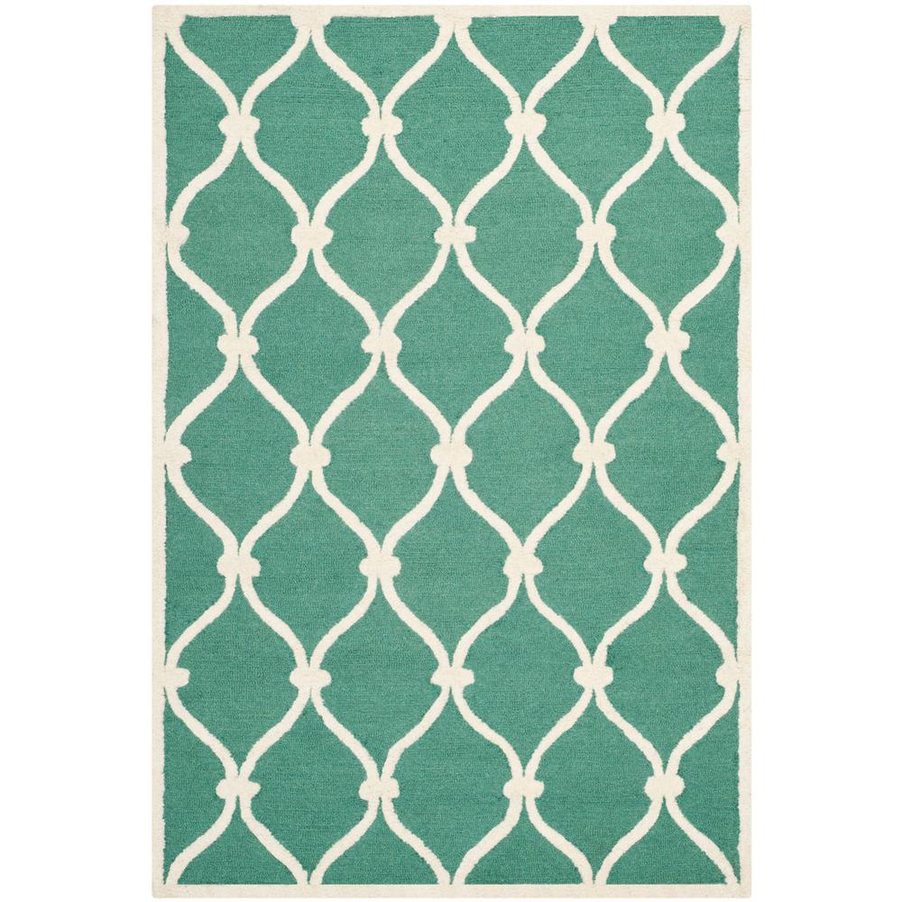 CAMBRIDGE, TEAL / IVORY, 4' X 6', Area Rug, CAM710T-4. Picture 1