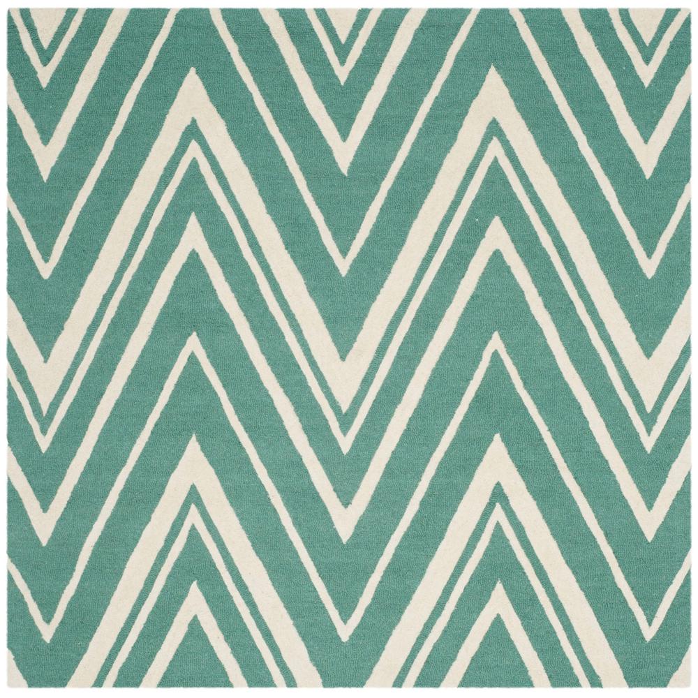 CAMBRIDGE, TEAL / IVORY, 6' X 6' Square, Area Rug, CAM711T-6SQ. Picture 1