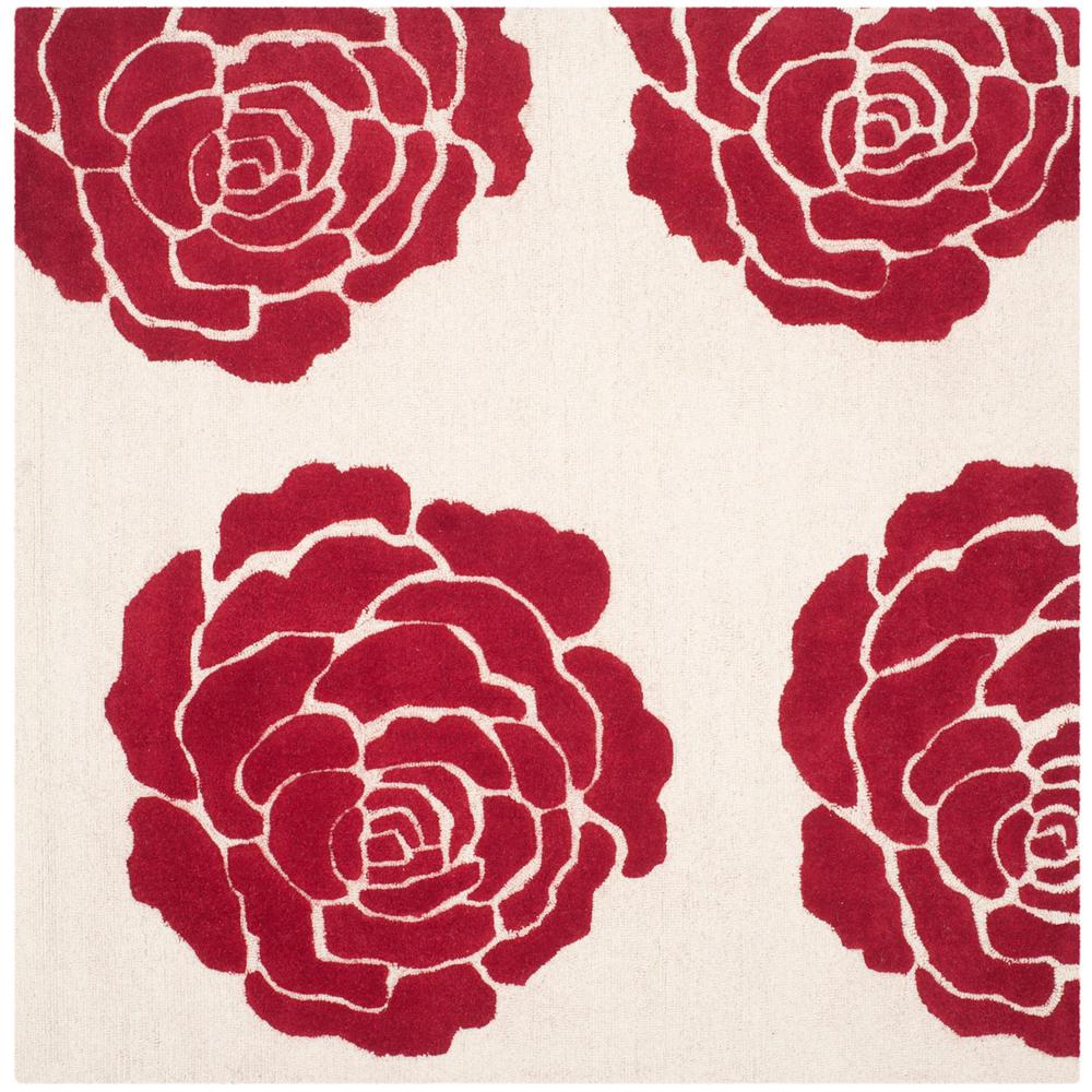CAMBRIDGE, IVORY / RED, 6' X 6' Square, Area Rug. Picture 1