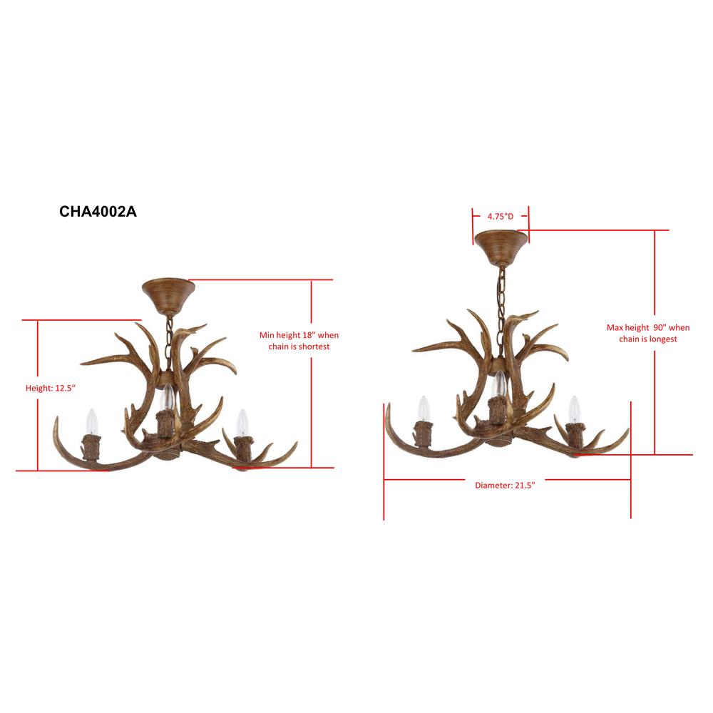 Makani 21.5-Inch Dia Antler Chandelier, Brown. Picture 5
