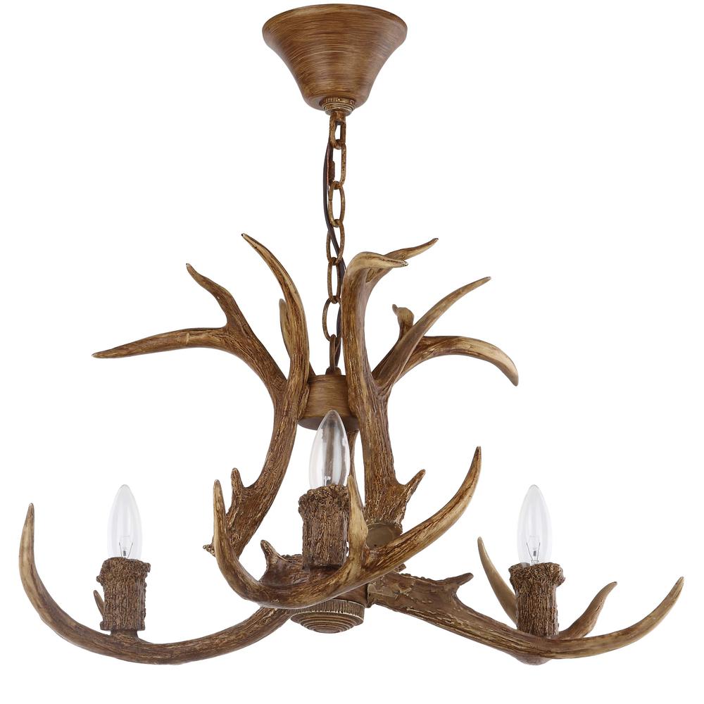 Makani 21.5-Inch Dia Antler Chandelier, Brown. Picture 2