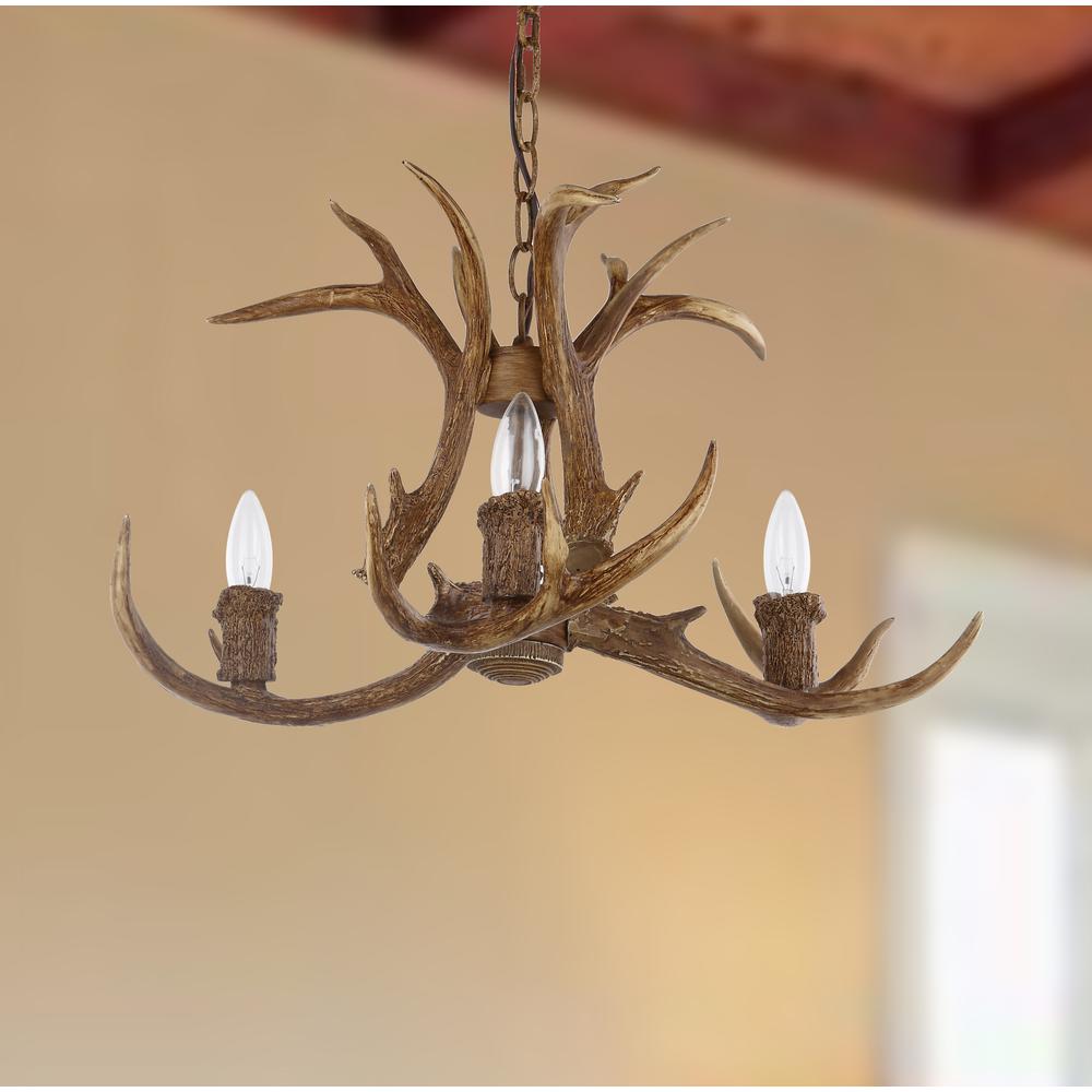 Makani 21.5-Inch Dia Antler Chandelier, Brown. Picture 1