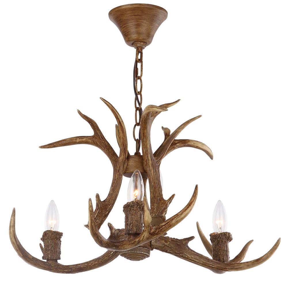 Makani 21.5-Inch Dia Antler Chandelier, Brown. Picture 4
