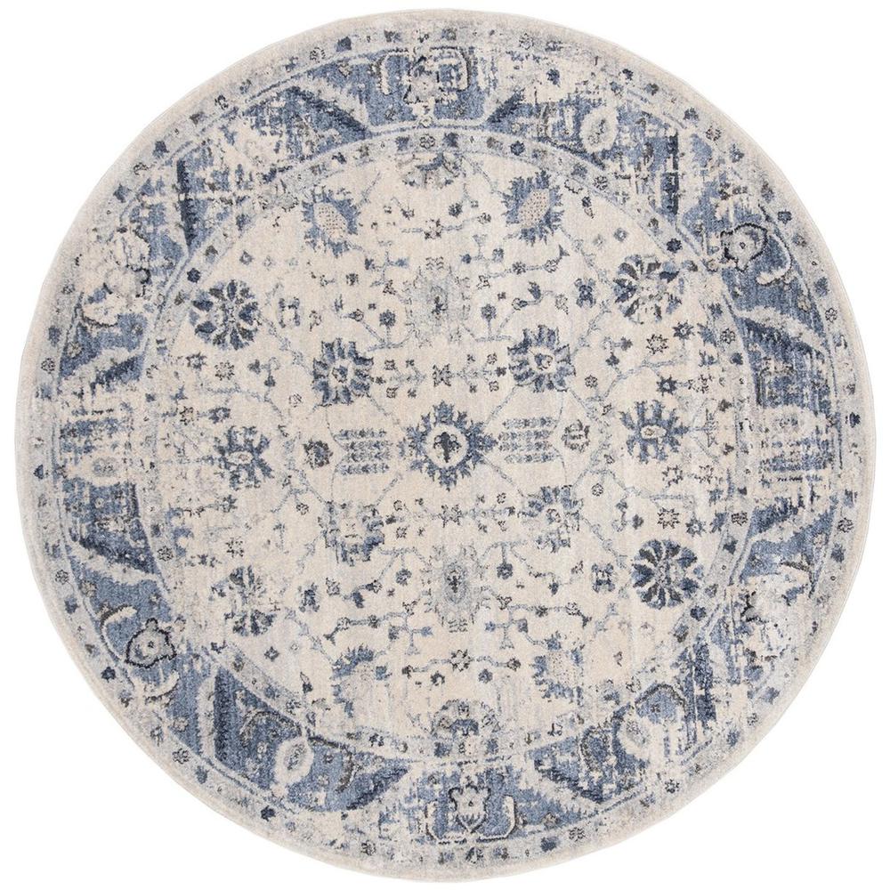 CHARLESTON, IVORY / BLUE, 6'-7" X 6'-7" Round, Area Rug. Picture 1