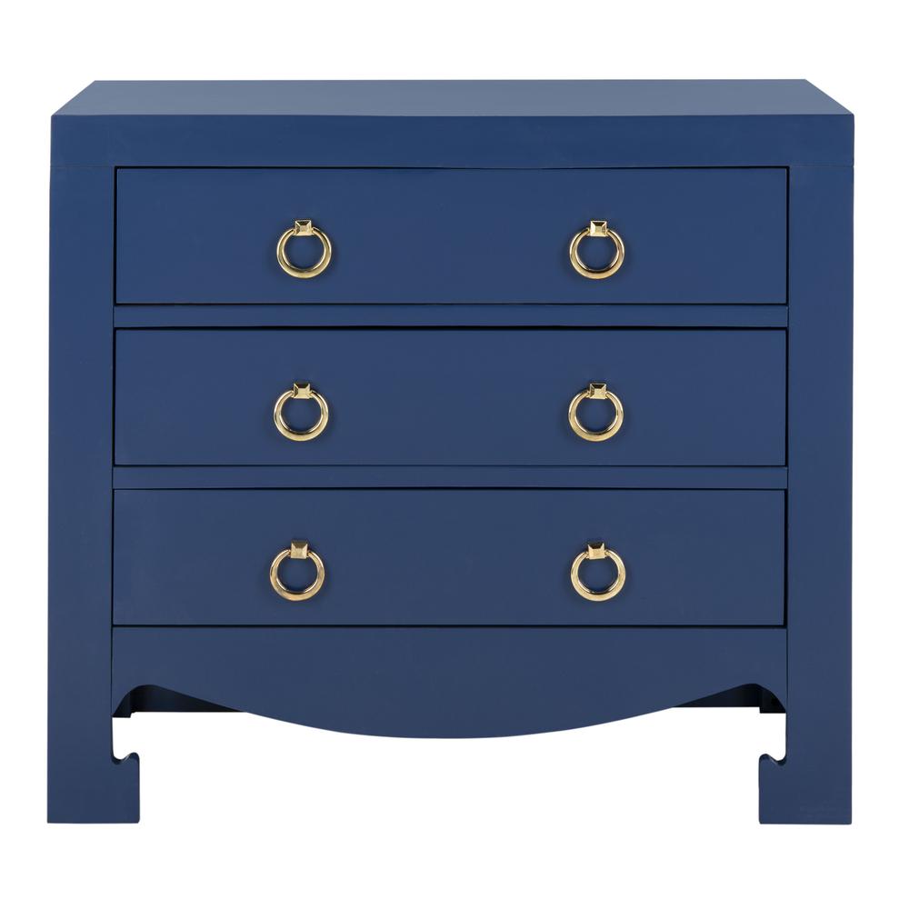 Dion 3 Drawer Chest, Lapis Blue/Gold. Picture 1