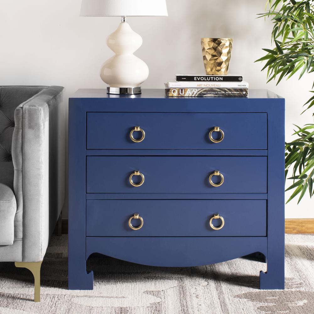 Dion 3 Drawer Chest, Lapis Blue/Gold. Picture 6