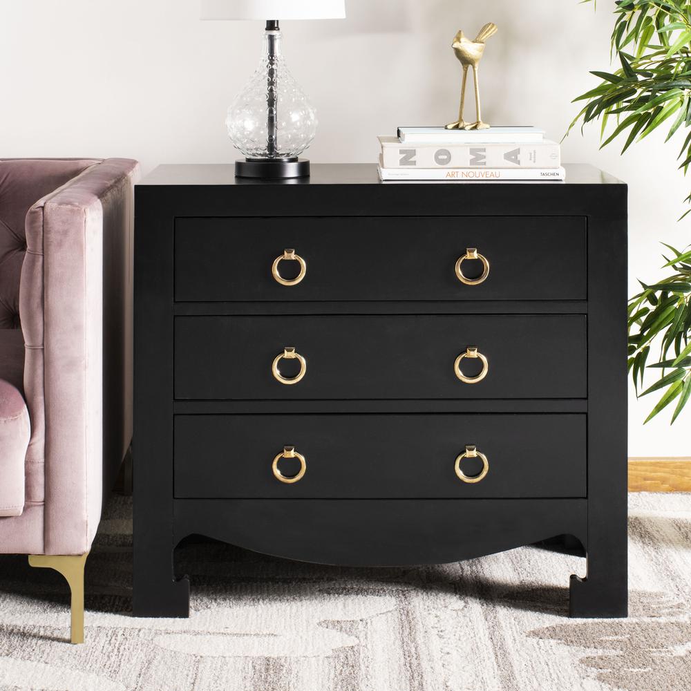Dion 3 Drawer Chest, Black/Gold. Picture 6