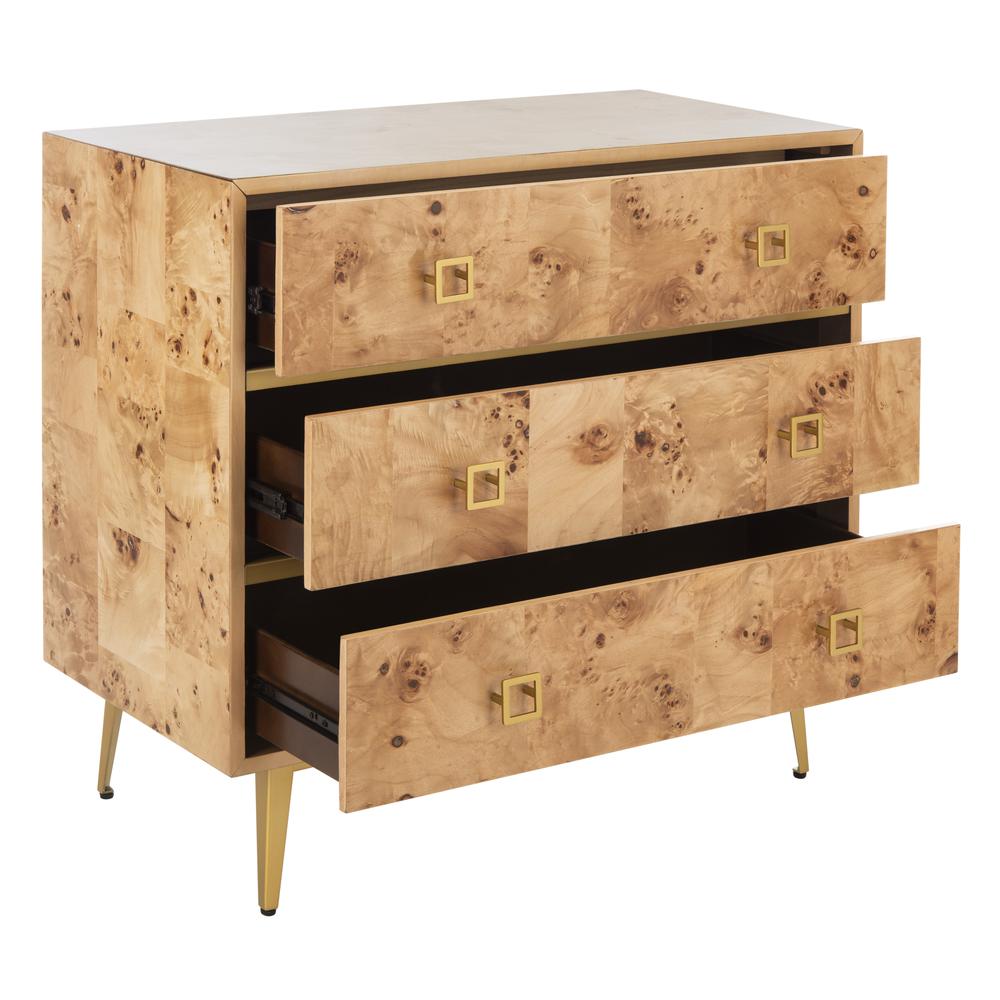 Katia 3 Drawer Chest, Natural/Gold. Picture 10