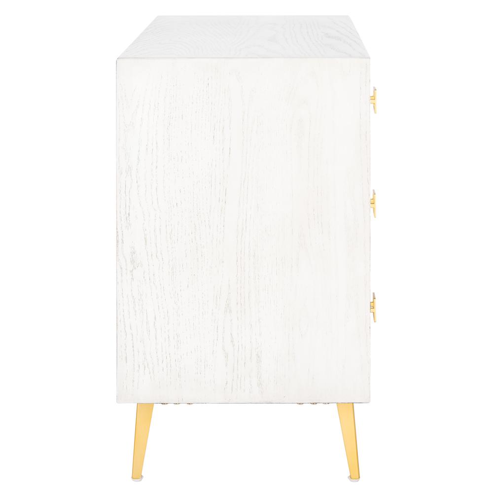 Katia 3 Drawer Chest, White Wash/Gold. Picture 12