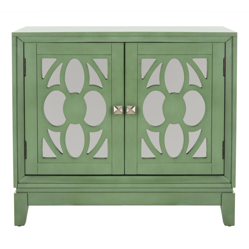 Shannon 2 Door Chest, Turquoise/Mirror. Picture 1