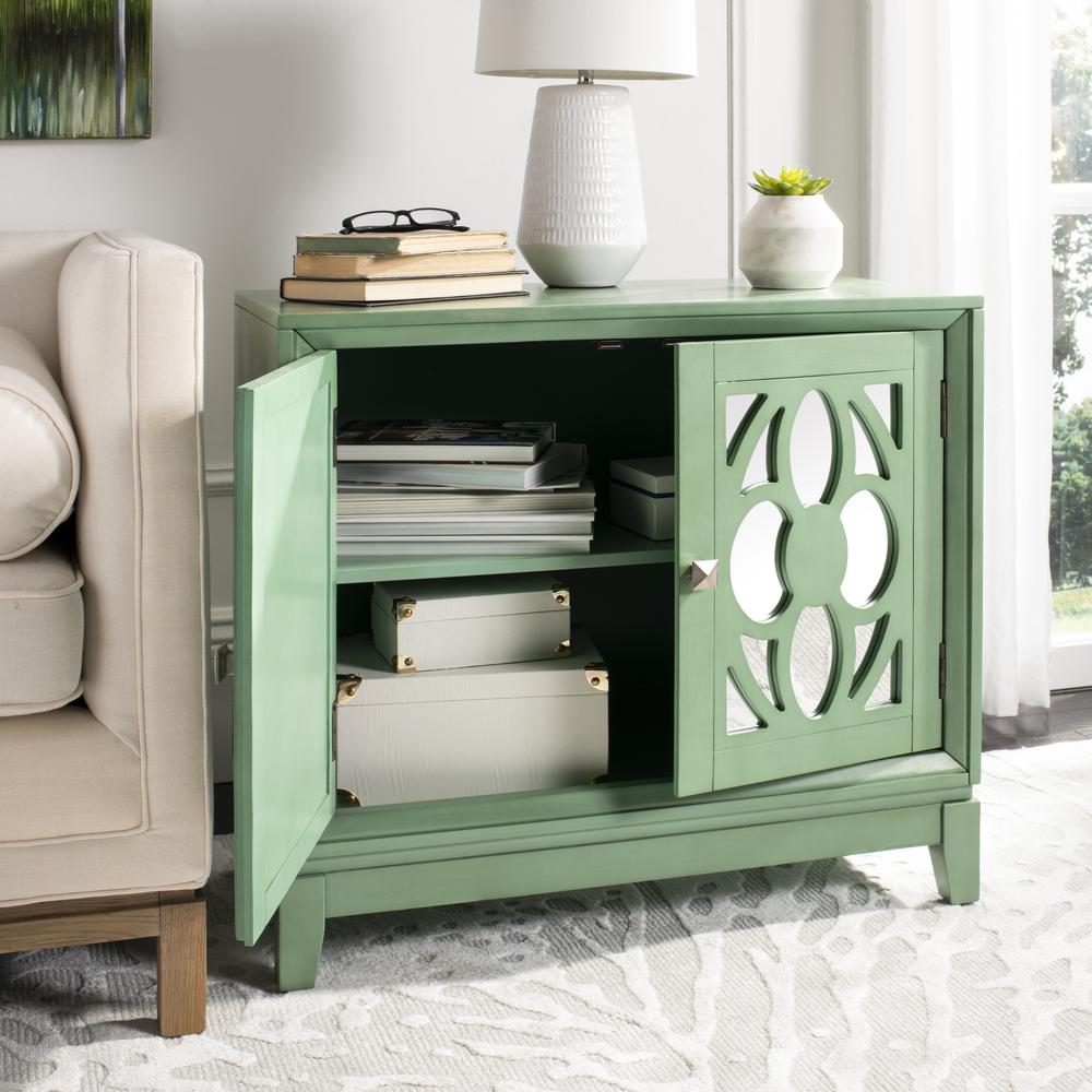 Shannon 2 Door Chest, Turquoise/Mirror. Picture 6