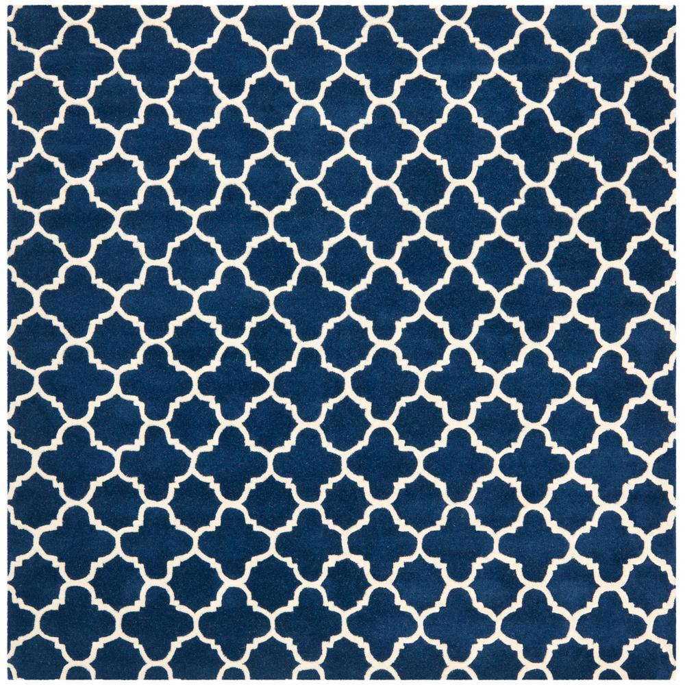 CHATHAM, DARK BLUE / IVORY, 7' X 7' Square, Area Rug, CHT717C-7SQ. Picture 1