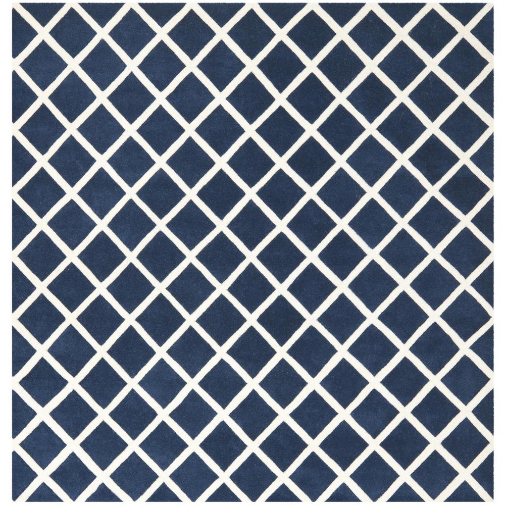 CHATHAM, DARK BLUE / IVORY, 7' X 7' Square, Area Rug, CHT718C-7SQ. Picture 1