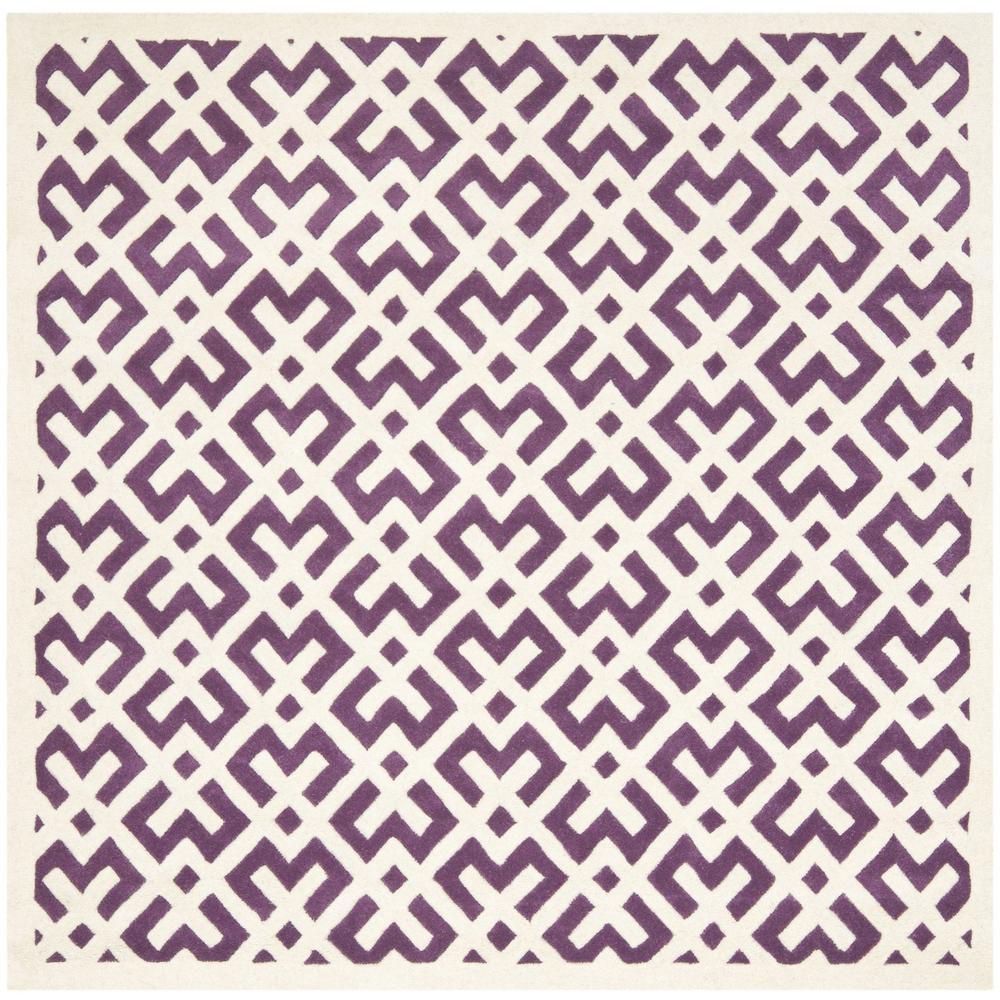CHATHAM, PURPLE / IVORY, 7' X 7' Square, Area Rug, CHT719F-7SQ. Picture 1