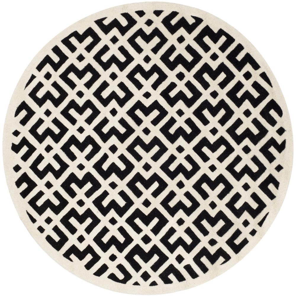 CHATHAM, BLACK / IVORY, 6'-6" X 6'-6" Round, Area Rug. Picture 1