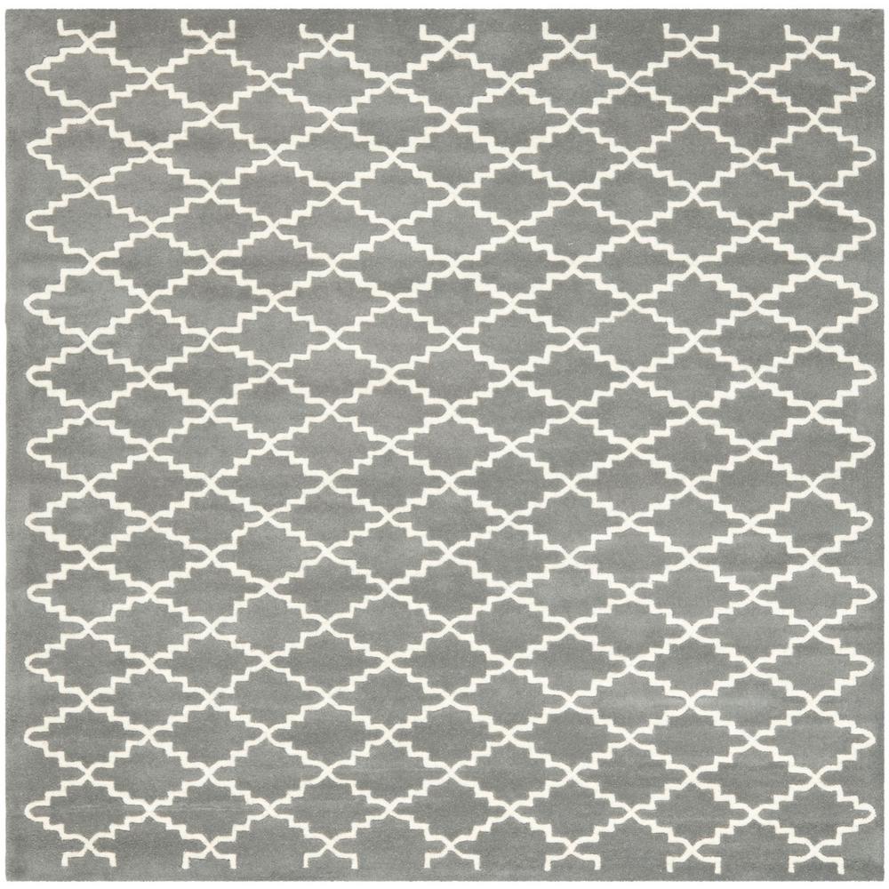 CHATHAM, DARK GREY / IVORY, 7' X 7' Square, Area Rug, CHT721D-7SQ. The main picture.