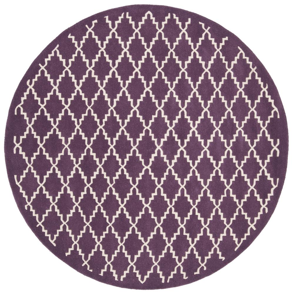 CHATHAM, PURPLE / IVORY, 7' X 7' Round, Area Rug, CHT721F-7R. Picture 1