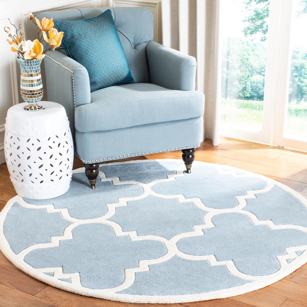 CHATHAM, BLUE / IVORY, 5' X 5' Round, Area Rug, CHT730B-5R. Picture 3