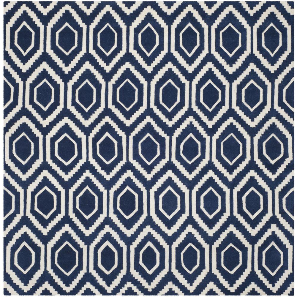 CHATHAM, DARK BLUE / IVORY, 7' X 7' Square, Area Rug, CHT731C-7SQ. Picture 1
