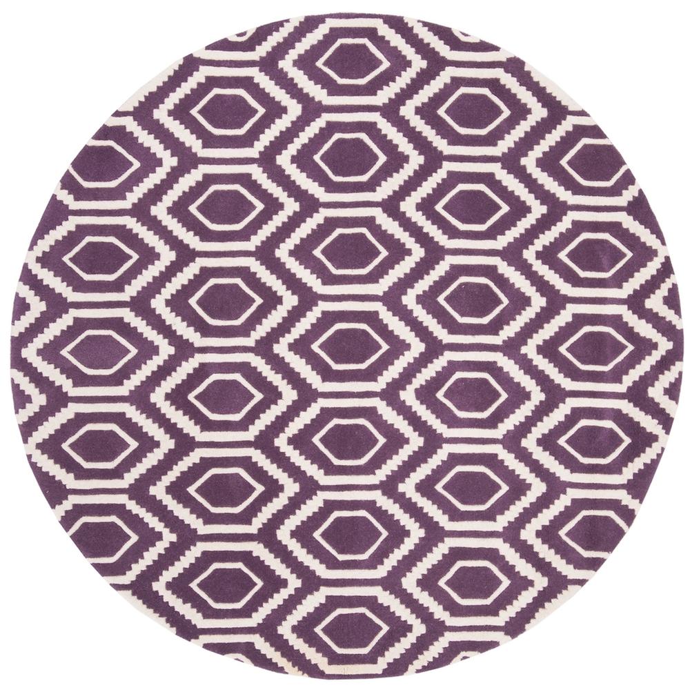 CHATHAM, PURPLE / IVORY, 7' X 7' Round, Area Rug, CHT731F-7R. Picture 1