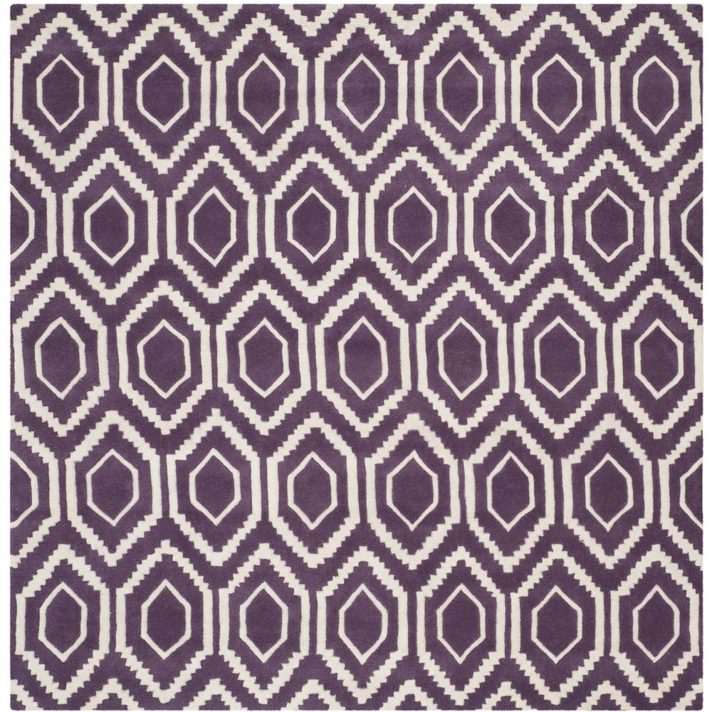 CHATHAM, PURPLE / IVORY, 7' X 7' Square, Area Rug, CHT731F-7SQ. Picture 1