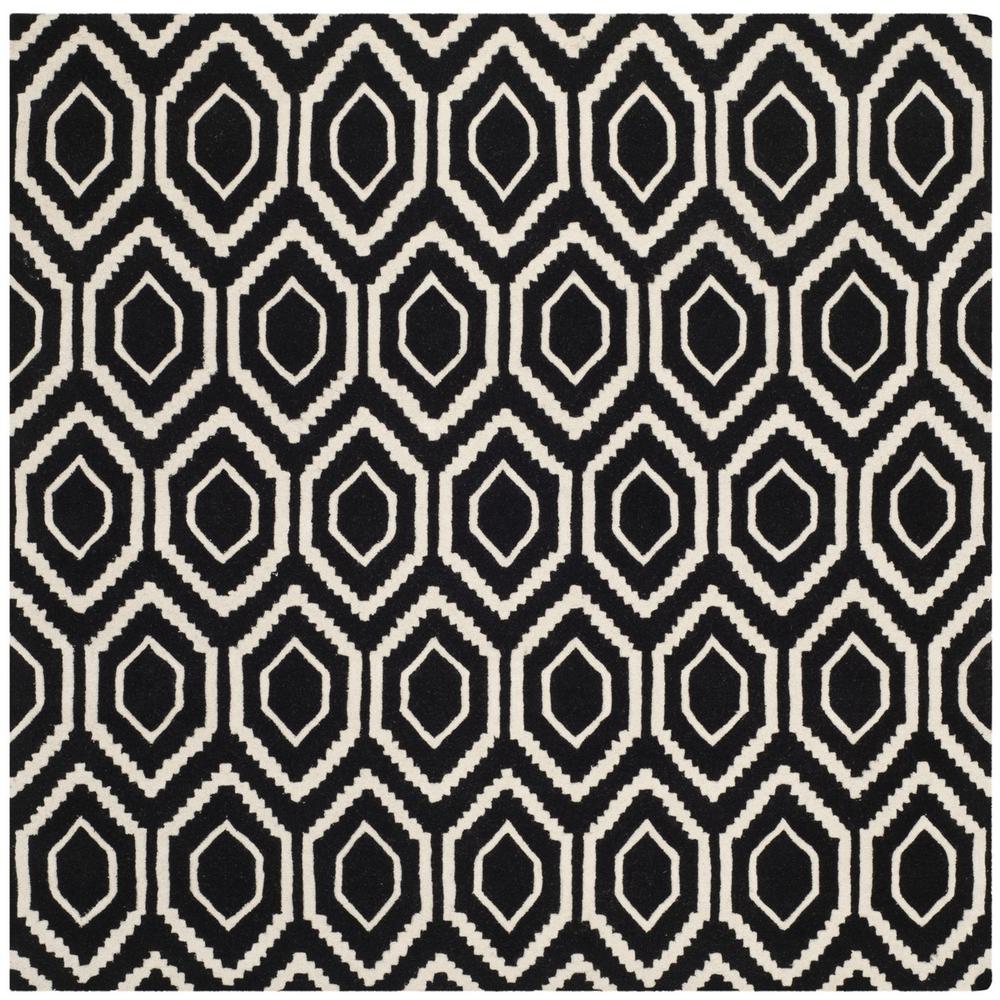 CHATHAM, BLACK / IVORY, 7' X 7' Square, Area Rug, CHT731K-7SQ. Picture 1
