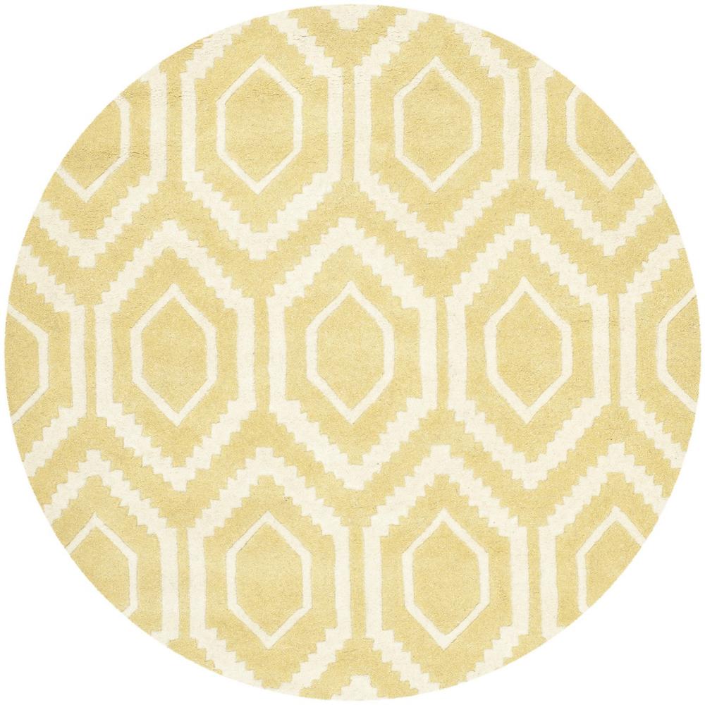 CHATHAM, LIGHT GOLD / IVORY, 4' X 4' Round, Area Rug. Picture 1