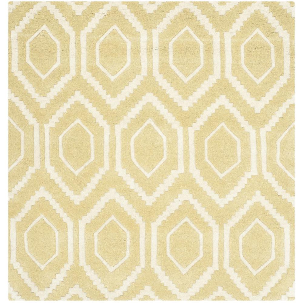 CHATHAM, LIGHT GOLD / IVORY, 4' X 4' Square, Area Rug. Picture 1