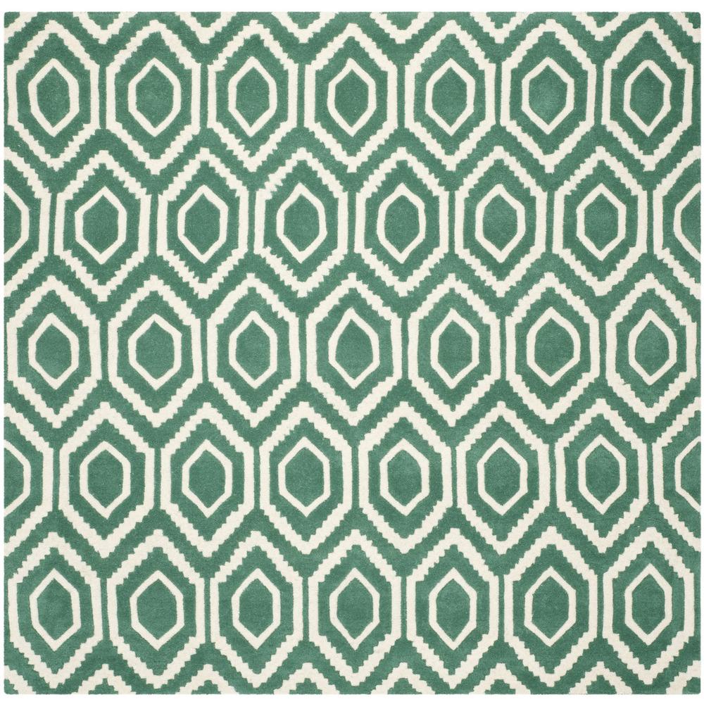 CHATHAM, TEAL / IVORY, 7' X 7' Square, Area Rug, CHT731T-7SQ. Picture 1