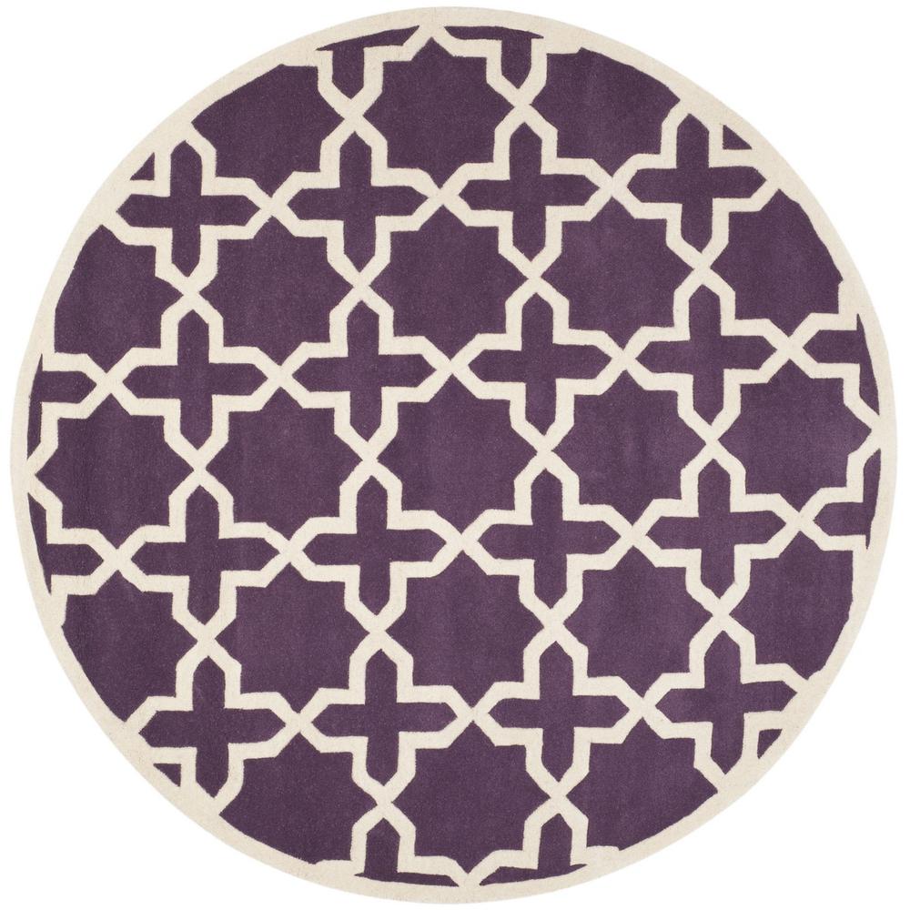 CHATHAM, PURPLE / IVORY, 7' X 7' Round, Area Rug, CHT732F-7R. The main picture.
