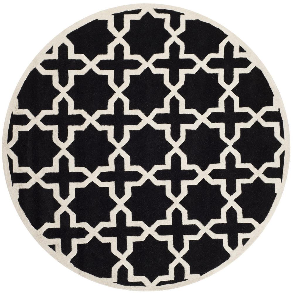 CHATHAM, BLACK / IVORY, 7' X 7' Round, Area Rug, CHT732K-7R. The main picture.