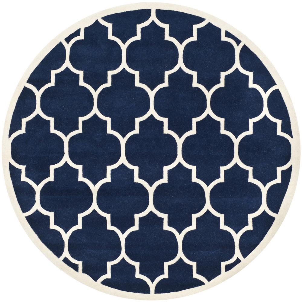 CHATHAM, DARK BLUE / IVORY, 7' X 7' Round, Area Rug, CHT733C-7R. The main picture.
