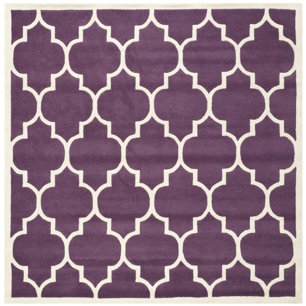 CHATHAM, PURPLE / IVORY, 4' X 4' Square, Area Rug. Picture 1