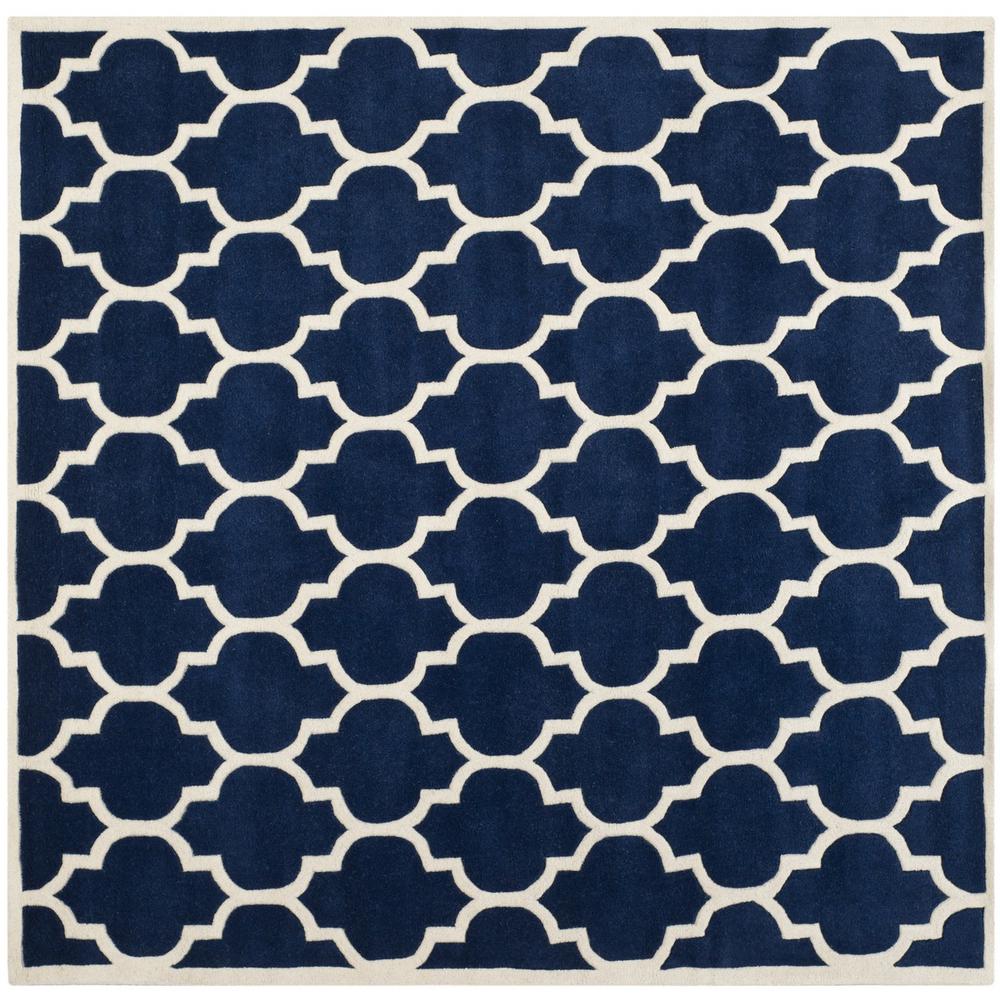 CHATHAM, DARK BLUE / IVORY, 5' X 5' Square, Area Rug, CHT734C-5SQ. Picture 1