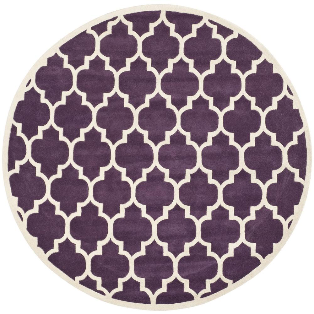 CHATHAM, PURPLE / IVORY, 7' X 7' Round, Area Rug, CHT734F-7R. Picture 1
