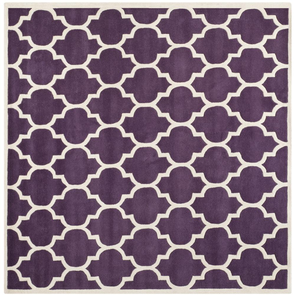 CHATHAM, PURPLE / IVORY, 7' X 7' Square, Area Rug, CHT734F-7SQ. Picture 1