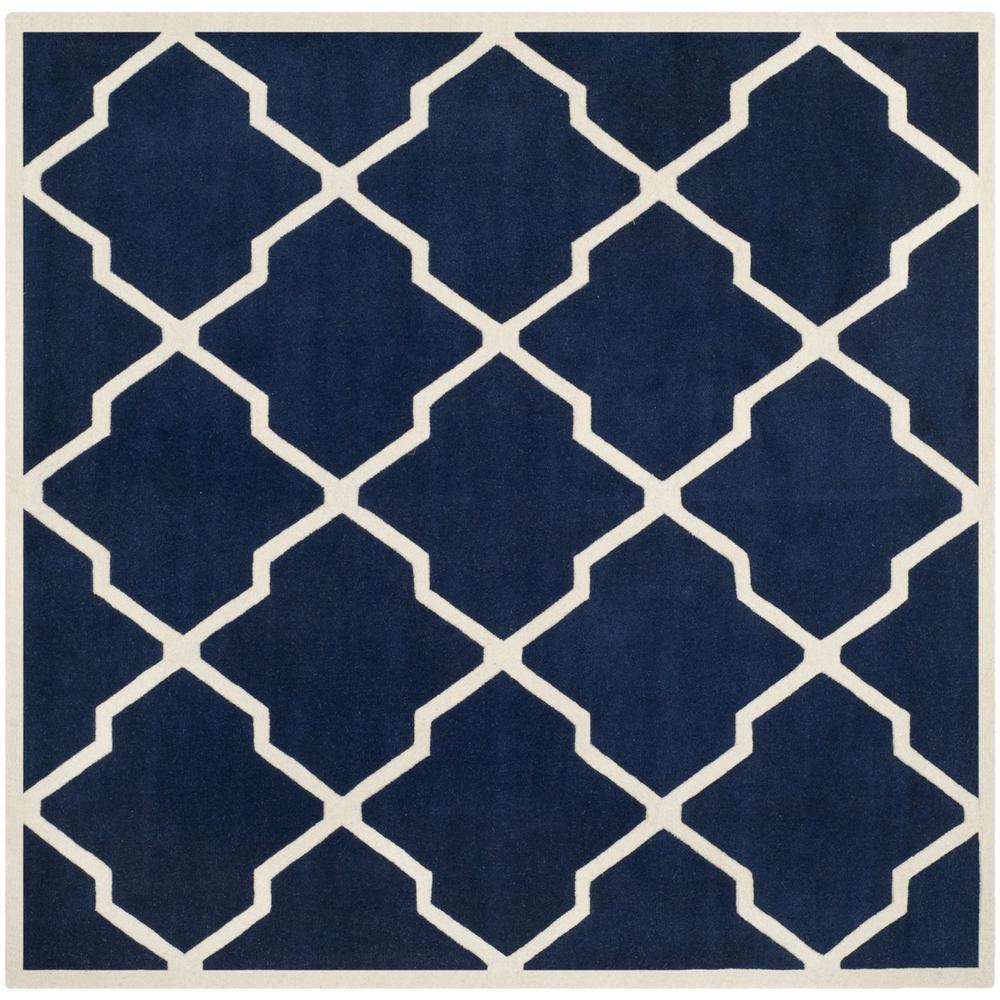 CHATHAM, DARK BLUE / IVORY, 5' X 5' Square, Area Rug, CHT735C-5SQ. Picture 1