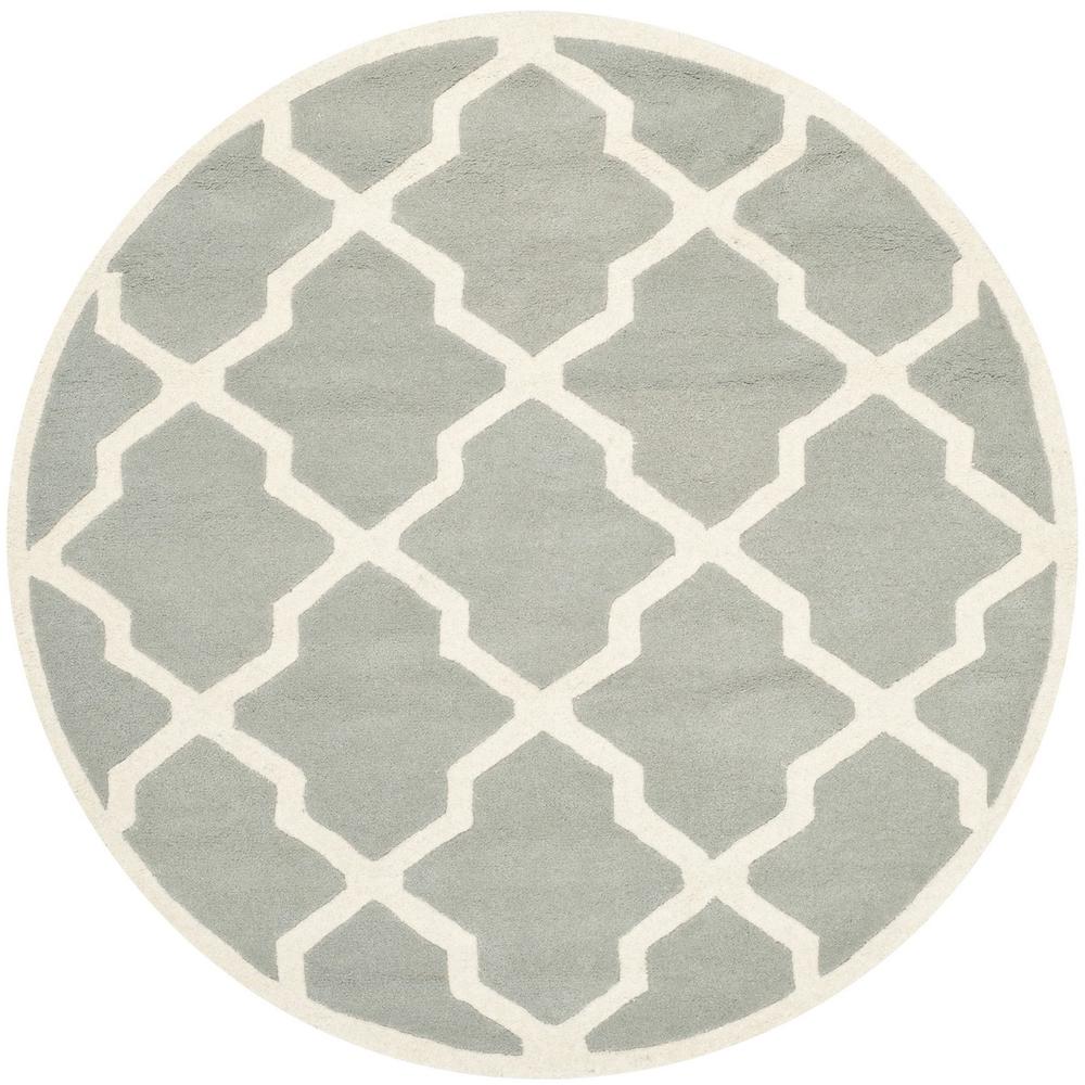 CHATHAM, GREY / IVORY, 5' X 5' Round, Area Rug, CHT735E-5R. Picture 1